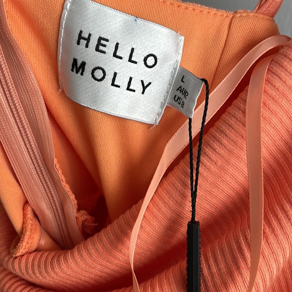 Hello Molly Rooftop Martinis for two peach ribbed dress, size L, new - Picture 6 of 8